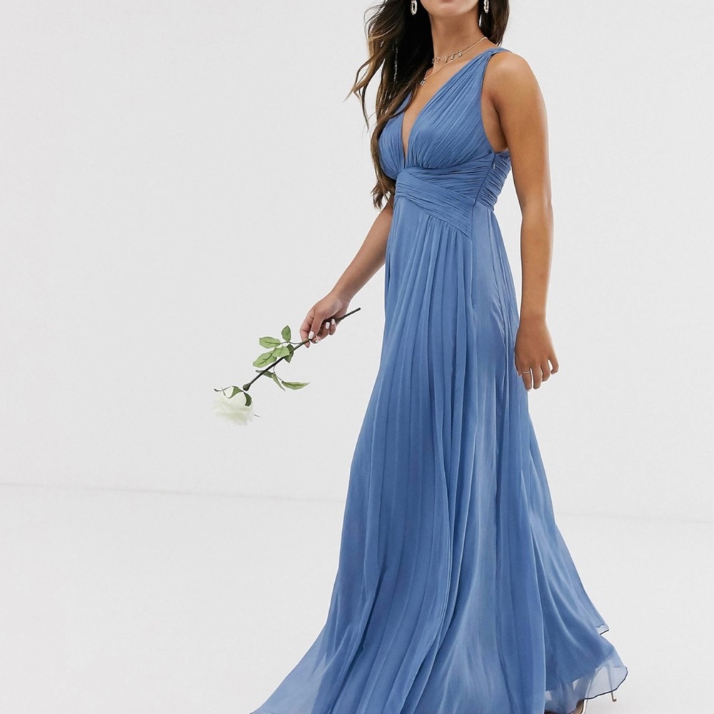 ASOS petite Ruched Bodice Drape Maxi Dress with Wrap Waist (EUC)